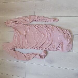 CLUBL MUSE TAN LONG SLEEVE SQUARE NECK RUCHED MINI DRESS 4